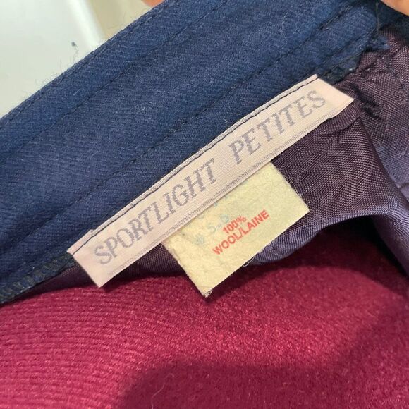 Vintage Sportlight Petites 100% Wool Plaid Front Midi Skirt HIgh Waist Navy XS - Picture 4 of 8